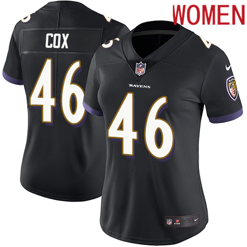 2019 Women Baltimore Ravens 46 Cox black Nike Vapor Untouchable Limited NFL Jersey